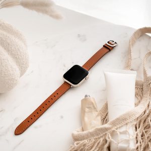 Copenhagen Leather Apple Watch Band – Caramel / Silver