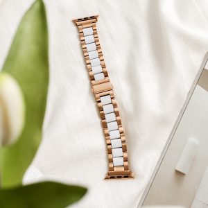 Lisbon Apple Watch Band – Vintage Rose Gold / White