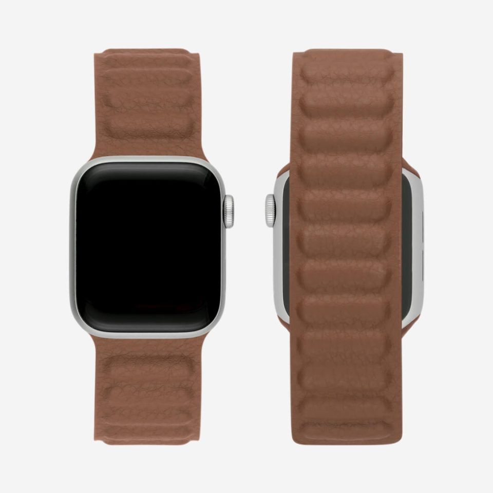 Magnetic Link Apple Watch Band - Saddle Brown
