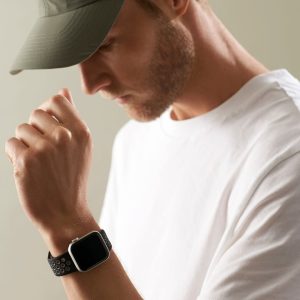 Silicone Sports Apple Watch Band – Black/Stone