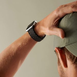 Silicone Sports Apple Watch Band – Black/Stone