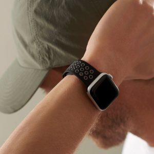 Silicone Sports Apple Watch Band – Black/Stone