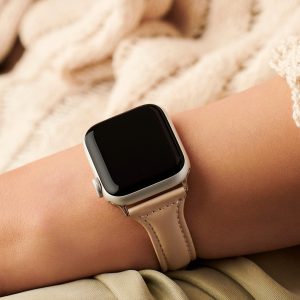 Slim Leather Apple Watch Band – Oatmeal