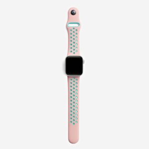 Silicone Sports Apple Watch Band – Pink/Mint