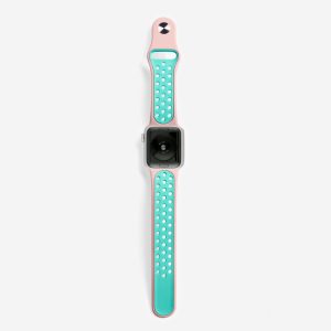 Silicone Sports Apple Watch Band – Pink/Mint