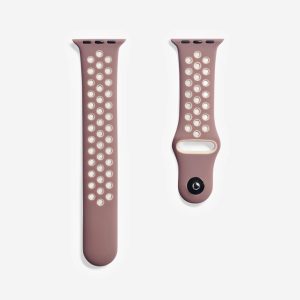 Silicone Sports Apple Watch Band – Smokey Mauve/Beige