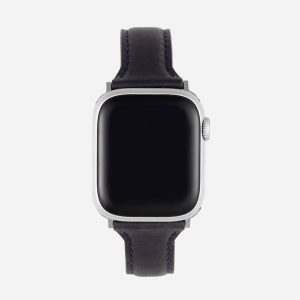 Slim Leather Apple Watch Band – Basalt