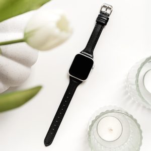 Slim Leather Apple Watch Band – Black