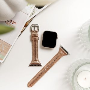 Slim Leather Apple Watch Band – Rose Gold