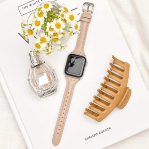 Slim Leather Apple Watch Band – Oatmeal