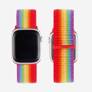 Striped Sport Loop Apple Watch Band – Deep Rainbow