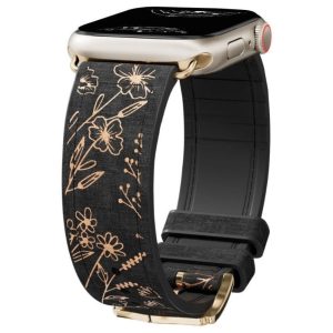 Satura Engraved Flower Silicone Band